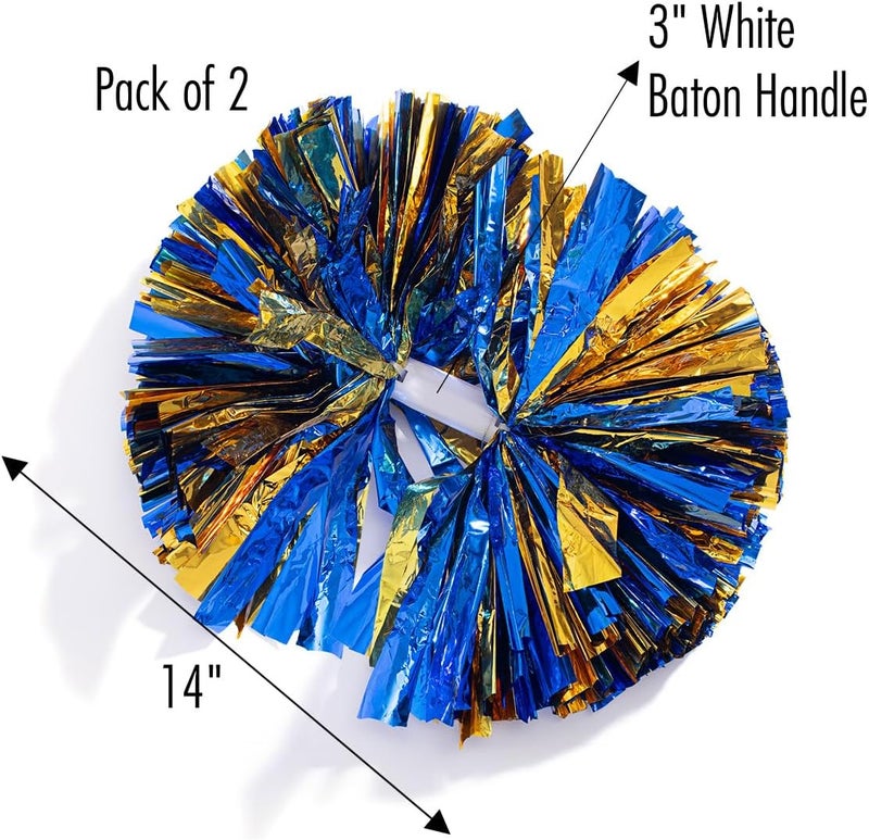 Anderson's Metallic Blue & Gold Foil Baton School Spirit Shakers, Cheerleader Pom Poms, Football, Basketball, Homecoming Squad, Team, Party, Dance, Club, Performance, Fan Celebration Pack of 2 - Image 3